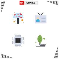 Stock Vector Icon Pack of 4 Line Signs and Symbols for food cloud ancient tv retro television database Editable Vector Design Elements