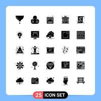 Pictogram Set of 25 Simple Solid Glyphs of justice balance development chinese building Editable Vector Design Elements