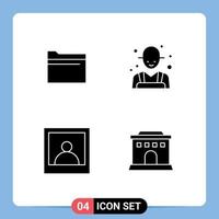 4 Creative Icons Modern Signs and Symbols of folder photo storage farming house Editable Vector Design Elements