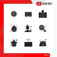 Set of 9 Modern UI Icons Symbols Signs for price label home weather house Editable Vector Design Elements