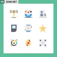 Mobile Interface Flat Color Set of 9 Pictograms of monitor gameboy live device sound Editable Vector Design Elements