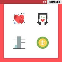 Group of 4 Flat Icons Signs and Symbols for favorite coin ear buds therapy money Editable Vector Design Elements