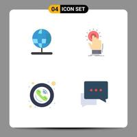 Modern Set of 4 Flat Icons Pictograph of globe frame world hand public Editable Vector Design Elements