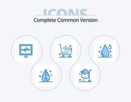 Complete Common Version Blue Icon Pack 5 Icon Design. shopping. online. university. ecommerce. pulse line vector