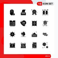 Modern Set of 16 Solid Glyphs and symbols such as science connection typewriter tubes experiment Editable Vector Design Elements