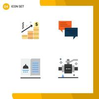 Modern Set of 4 Flat Icons and symbols such as analysis cookbook graph popup menu Editable Vector Design Elements