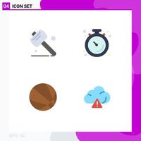 Pack of 4 creative Flat Icons of saw basketball clock stopwatch alert Editable Vector Design Elements