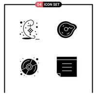 Editable Vector Line Pack of 4 Simple Solid Glyphs of decoration disk hari raya motion multimedia Editable Vector Design Elements