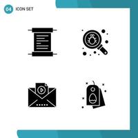 4 Universal Solid Glyphs Set for Web and Mobile Applications paper vide bug security egg Editable Vector Design Elements