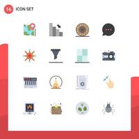 User Interface Pack of 16 Basic Flat Colors of money comment down chat food Editable Pack of Creative Vector Design Elements