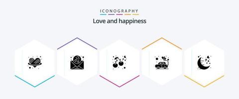 Love 25 Glyph icon pack including love. romance. heart. love. car vector