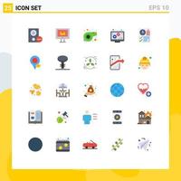 Set of 25 Modern UI Icons Symbols Signs for page data service seo marketing Editable Vector Design Elements