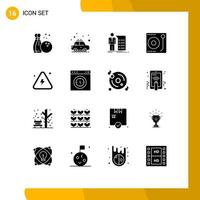 Set of 16 Modern UI Icons Symbols Signs for danger player explanation music audio Editable Vector Design Elements