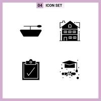 User Interface Pack of 4 Basic Solid Glyphs of boat graduation cap building task 88 Editable Vector Design Elements