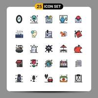 Set of 25 Modern UI Icons Symbols Signs for mail presentation mail man board Editable Vector Design Elements