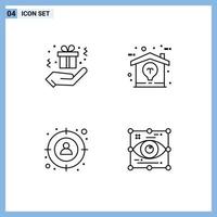 4 User Interface Line Pack of modern Signs and Symbols of birthday man creative idea art Editable Vector Design Elements