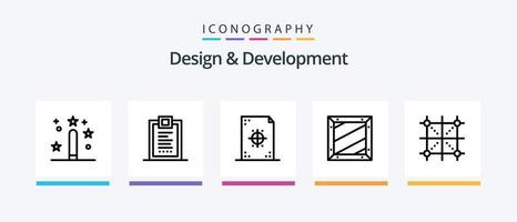 Design and Development Line 5 Icon Pack Including design. coding. development. painting. design. Creative Icons Design vector