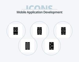 Mobile Application Development Glyph Icon Pack 5 Icon Design. right. mobile application. mobile. mobile. lock vector