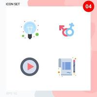 Editable Vector Line Pack of 4 Simple Flat Icons of education control light symbol music Editable Vector Design Elements