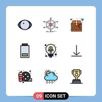 Universal Icon Symbols Group of 9 Modern Filledline Flat Colors of crowd funding status resources low battery Editable Vector Design Elements