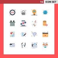 16 Thematic Vector Flat Colors and Editable Symbols of world internet light global business Editable Pack of Creative Vector Design Elements