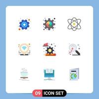 Modern Set of 9 Flat Colors and symbols such as analysis process location puzzle gps science Editable Vector Design Elements