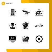 Set of 9 Modern UI Icons Symbols Signs for mind sportsman iot man things Editable Vector Design Elements