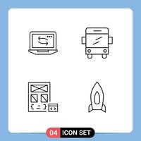 Modern Set of 4 Filledline Flat Colors Pictograph of computer develop hardware transport page Editable Vector Design Elements