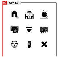 9 Creative Icons Modern Signs and Symbols of arrow new table process alert Editable Vector Design Elements