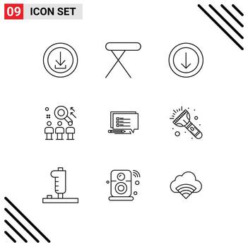 usuario interfaz paquete de 9 9 básico contornos de charla usuario mesa equipo recurso editable vector diseño elementos