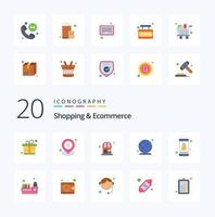 20 Shopping And Ecommerce Flat Color icon Pack like online connection local internet global vector