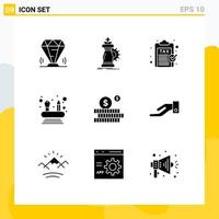 9 Creative Icons Modern Signs and Symbols of networking abilities knight revenue money Editable Vector Design Elements