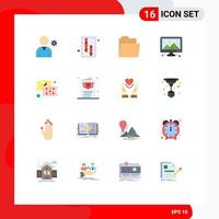 16 Thematic Vector Flat Colors and Editable Symbols of flight relax folder pillow computer Editable Pack of Creative Vector Design Elements