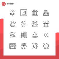 16 Universal Outlines Set for Web and Mobile Applications success team banking user school Editable Vector Design Elements