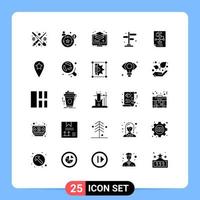 Modern Set of 25 Solid Glyphs Pictograph of document business layer street city Editable Vector Design Elements