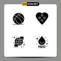 Set of 4 Modern UI Icons Symbols Signs for football global usa dressmaking network Editable Vector Design Elements