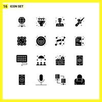 Solid Glyph Pack of 16 Universal Symbols of float safety man protection game Editable Vector Design Elements