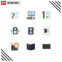 9 User Interface Flat Color Pack of modern Signs and Symbols of line speaker coding loudspeaker programming Editable Vector Design Elements