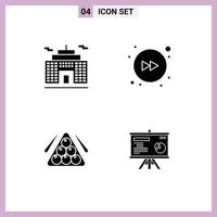 Pictogram Set of 4 Simple Solid Glyphs of building pool arrow ball presentation Editable Vector Design Elements