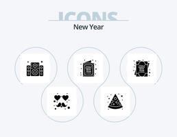New Year Glyph Icon Pack 5 Icon Design. new year. card. speaker. wish. happy vector
