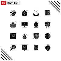 Universal Icon Symbols Group of 16 Modern Solid Glyphs of computer life missed city education Editable Vector Design Elements