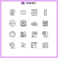 16 User Interface Outline Pack of modern Signs and Symbols of flying airplane design aero plane design Editable Vector Design Elements