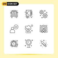 9 User Interface Outline Pack of modern Signs and Symbols of warming soil business global less Editable Vector Design Elements