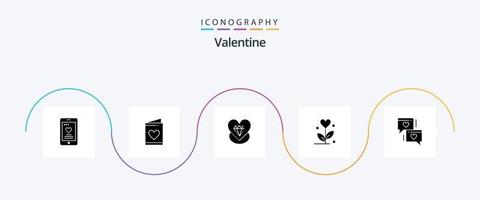 Valentine Glyph 5 Icon Pack Including love. love. card. day. valentine vector