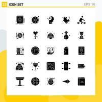 Editable Vector Line Pack of 25 Simple Solid Glyphs of riding solution game puzzle head Editable Vector Design Elements