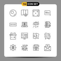 Set of 16 Modern UI Icons Symbols Signs for beach globe chat world security Editable Vector Design Elements