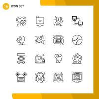 Set of 16 Vector Outlines on Grid for integrity equilibrium trophy balance sync Editable Vector Design Elements