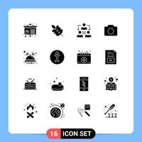 16 Thematic Vector Solid Glyphs and Editable Symbols of notification bell assignment image instagram Editable Vector Design Elements