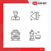 Mobile Interface Line Set of 4 Pictograms of man school teacher end bath Editable Vector Design Elements