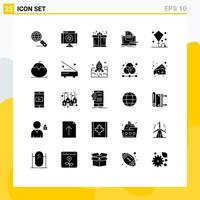 Set of 25 Modern UI Icons Symbols Signs for happy list present computer coder Editable Vector Design Elements